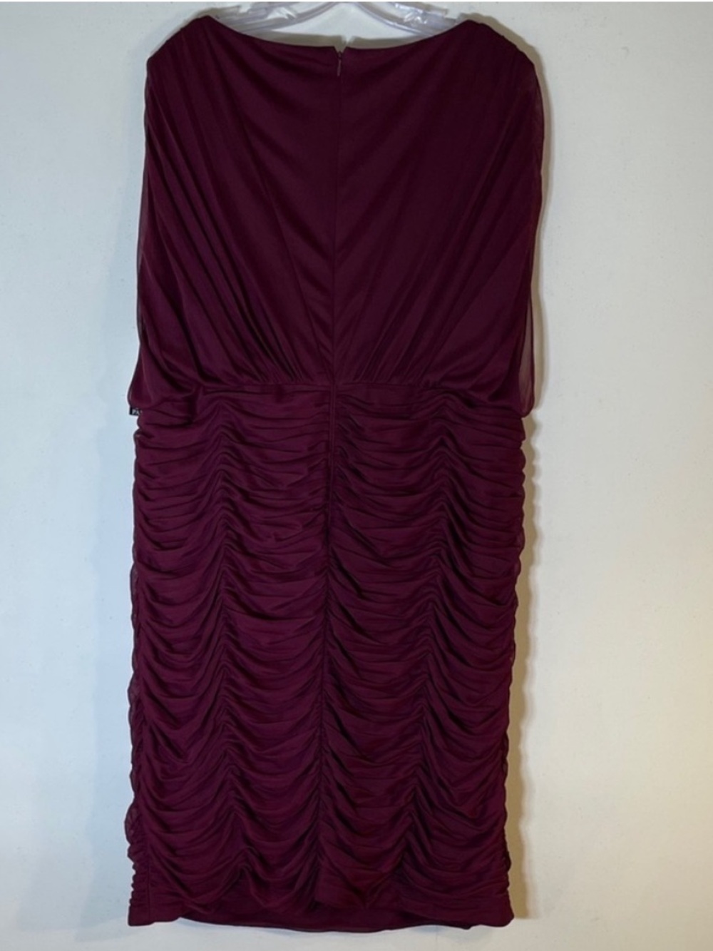 Adrianna Papell Burgundy Beaded Ruched Shirred Cocktail Dress. 20W. NWT. - Picture 10 of 12
